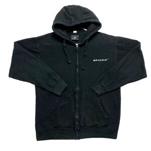 Space X Hoodie Mens M Black Full Zip Sweatshirt